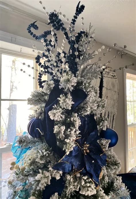 blue and silver christmas tree toppers